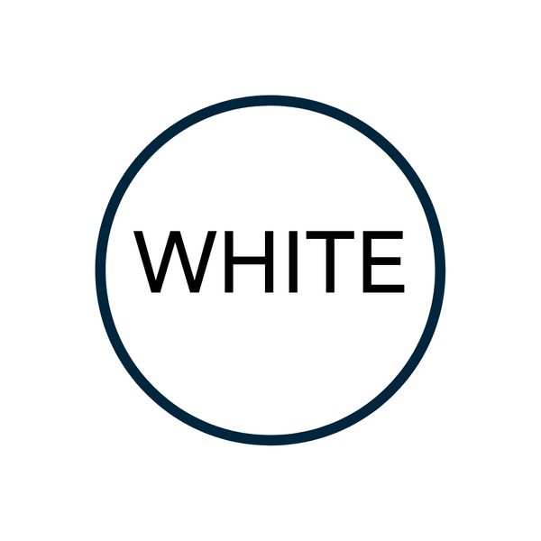 white circle with black font 