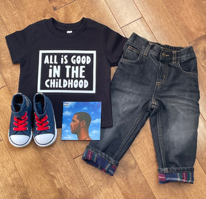 Toddler t shirt and toddler jeans with toddler shoes and music album 